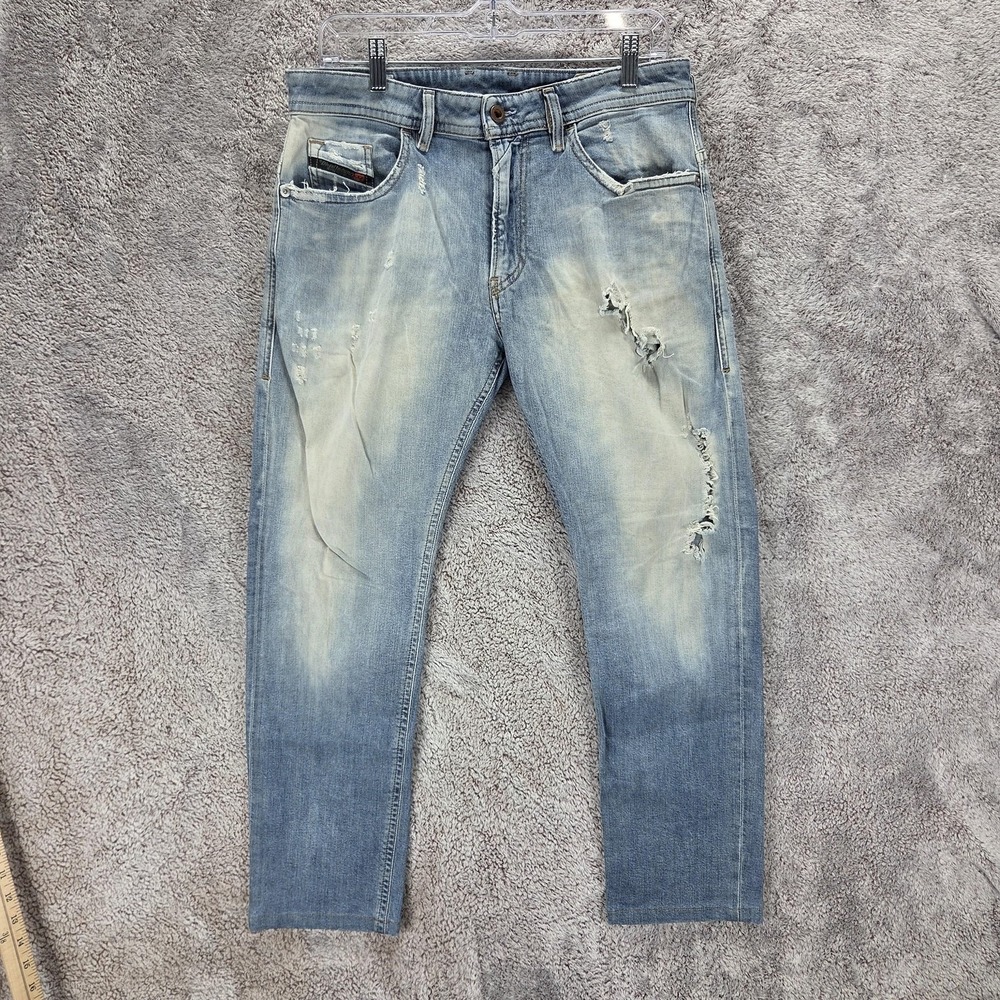 Diesel Jeans Mens 31x30 Blue Thommer Slim Skinny Made in Italy Altered Hem